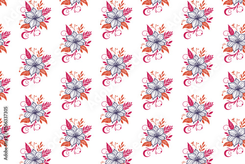 continuous line rose pattern, stylish floral repeat, abstract sketch texture, seamless packaging paper, nature textile print

