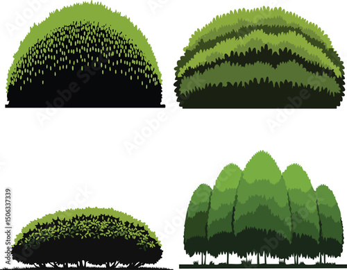vector illustration of a tree and bush