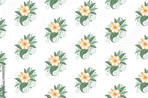 line art seamless flower, cotton sketch texture, minimal home textile, wrapping paper print, fashionable floral design

