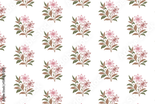 hand drawn floral sketch, seamless flower pattern, outline textile design, trendy wallpaper texture, table top print

