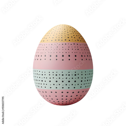 3D rendering of a single Easter egg with pastel colors and a simple dotted pattern,egg,celebration,colorful,easter,symbol,easter egg, object