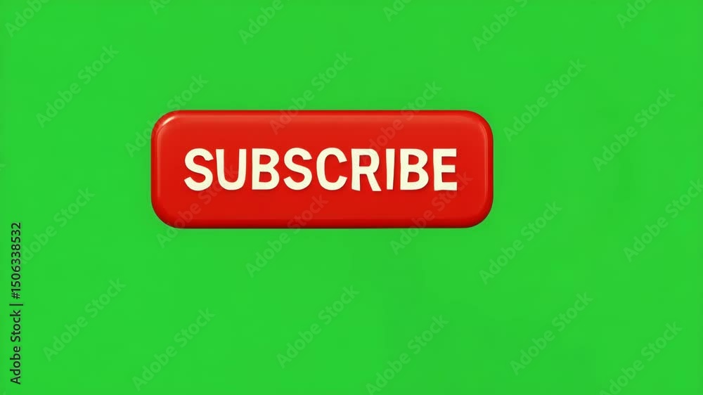  Red Subscribe Button on Green Screen Background