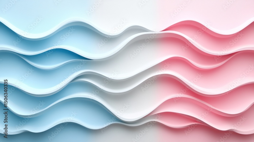 Fototapeta premium Abstract design of overlapping wavy lines in pastel colors.