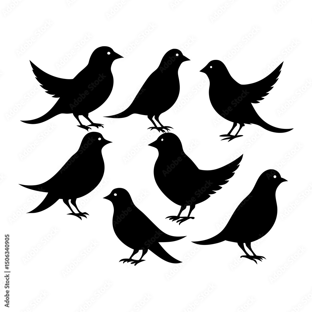 Fototapeta premium Flock of Black Bird Silhouettes