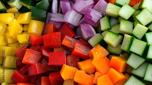 Vibrant Rainbow of Diced Vegetables: A Colorful Culinary Delight