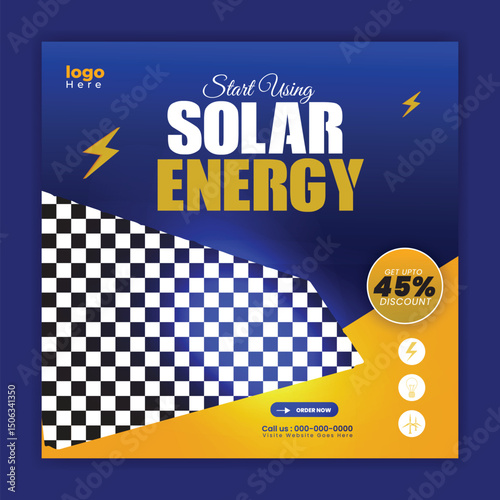 Solar energy panel and power saving social media post design