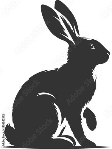 Black rabbit vector illustration animal silhouette