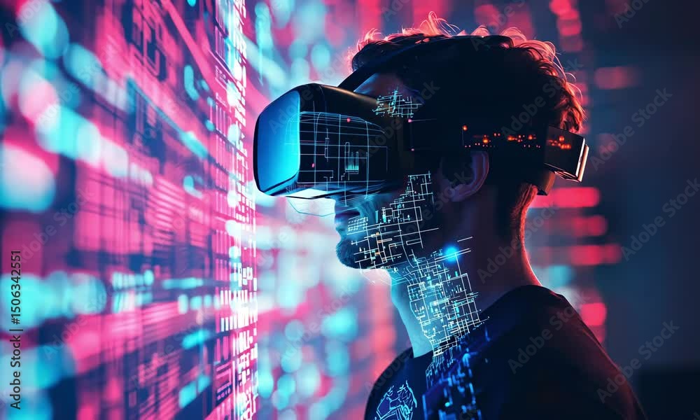 Virtual reality headset profile digital imagery