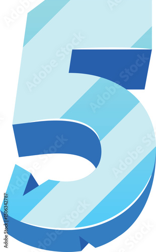 Five number ice font vector illustration
