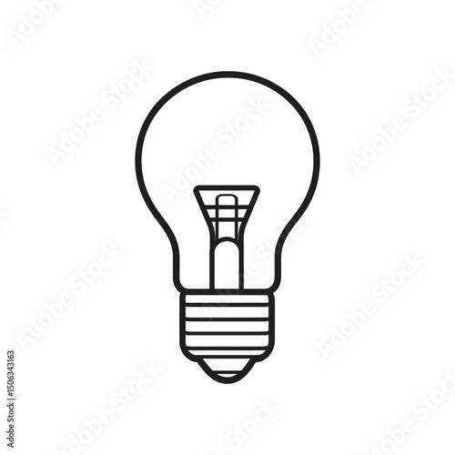 Simple lightbulb line drawing against white shows an unlit filament bulb with transparent background