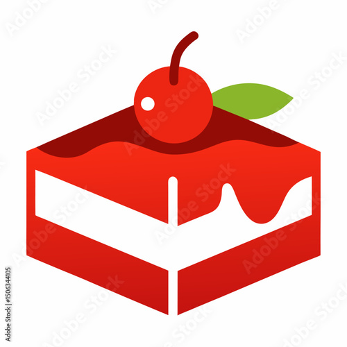 Cherry cheesecake food vector on white background.