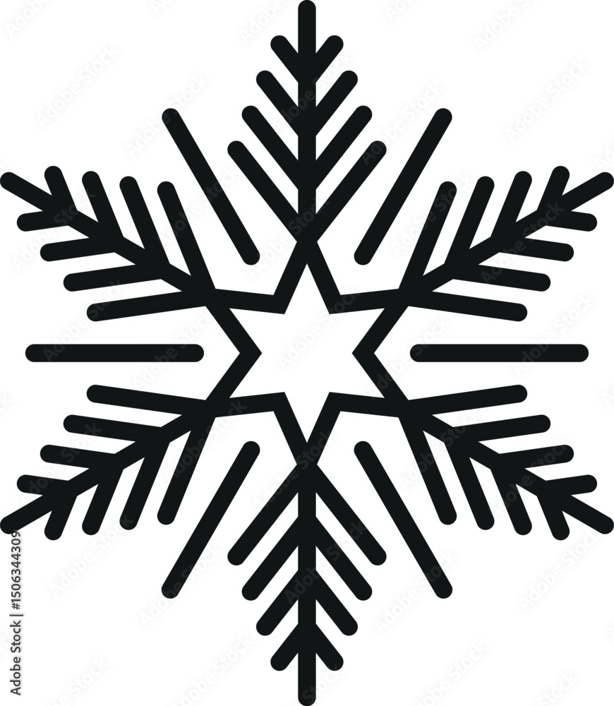 Fototapeta premium Beautiful geometric prickly snowflake vector illustration
