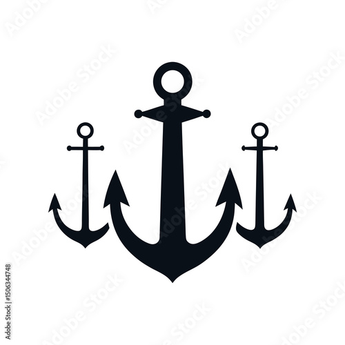Three Black Anchors