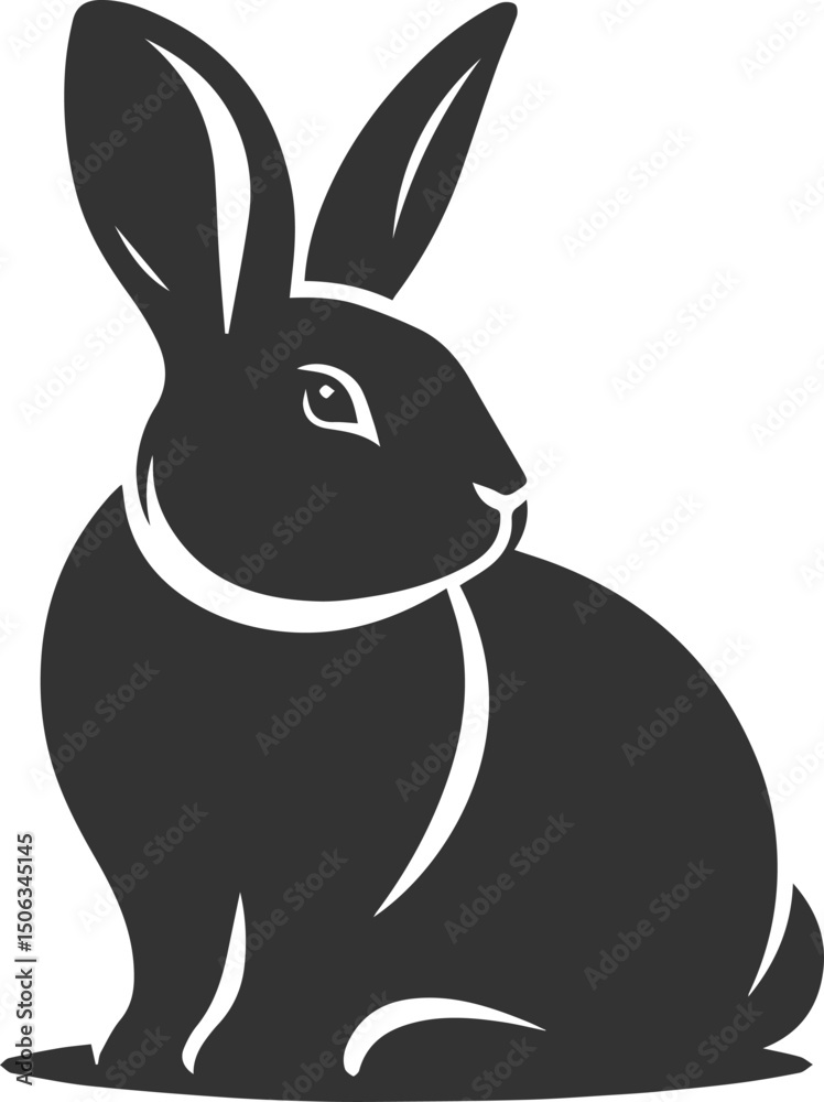 Fototapeta premium Black rabbit vector illustration animal silhouette