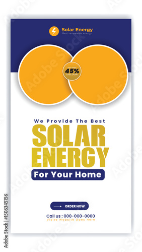 Solar energy panel and power saving flyer and poster design