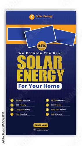 Solar energy panel and power saving flyer and poster design