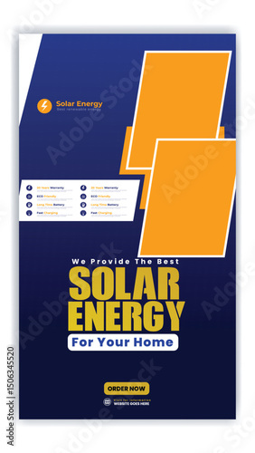 Solar energy panel and power saving flyer and poster design