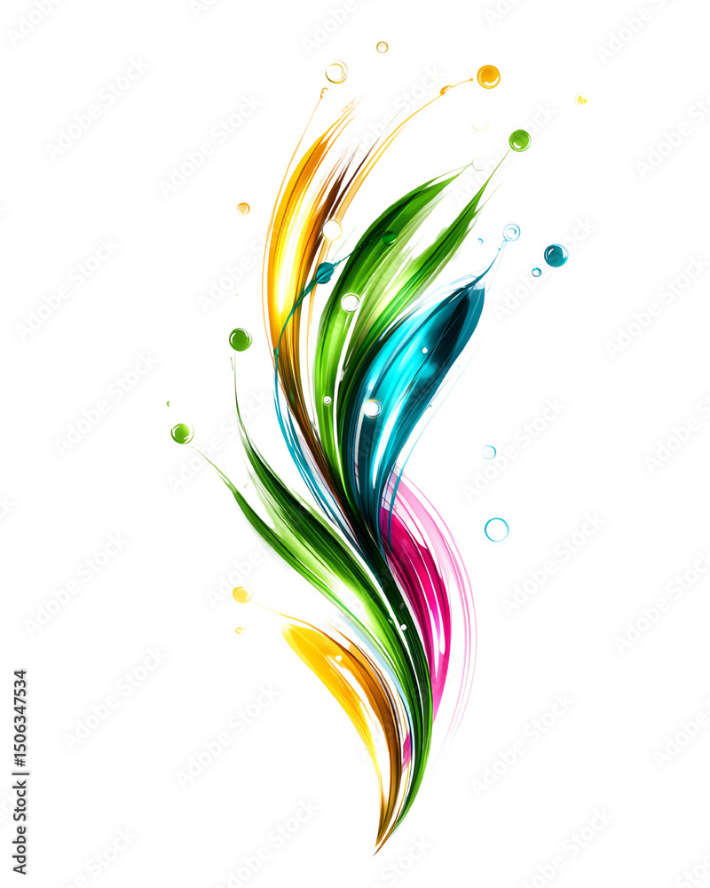 Fototapeta premium Isolated transparent Vibrant, abstract swirls of color representing creativity and energy. PNG die-cut element for advertising