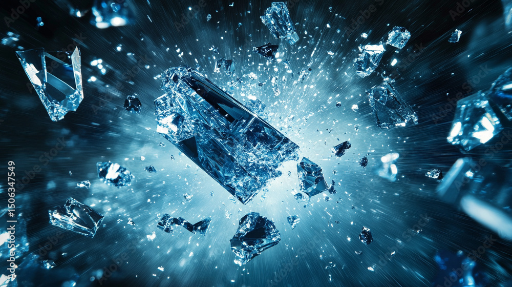 Fototapeta premium Abstract background of radiant, sparkling crystal shards. Reflective and multi-angled surfaces create a luminous, gem-like texture. Perfect for luxury, elegance, and futuristic design themes.