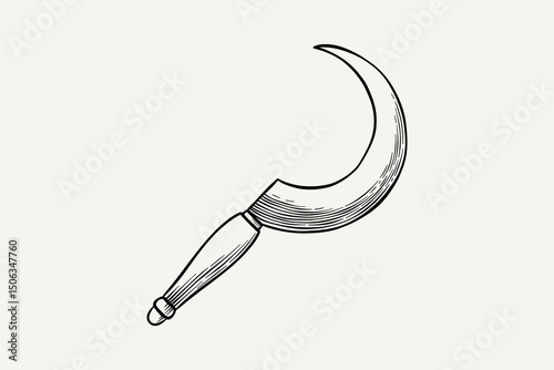 sickle illustration drawing with carving technique