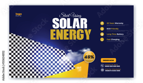 Solar energy panel and power saving webbanver and banner design