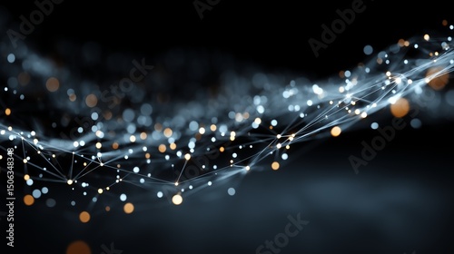 Wallpaper Mural Abstract Global Network: Glowing Nodes and Lines on Dark Background in Minimalist Tech Style Torontodigital.ca