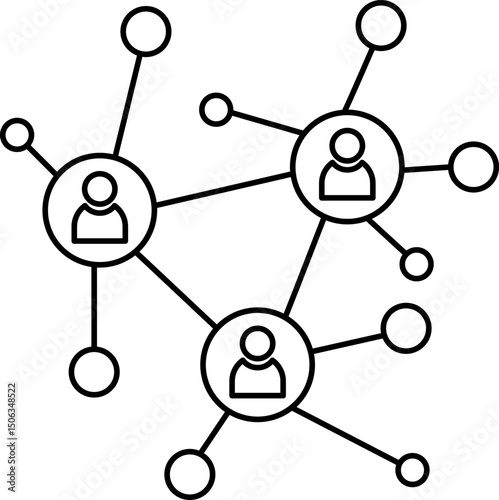 Social Media Network Connection on White Background. Connected People Network Digital Technology