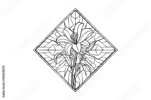 drawing of flower illustration in stained glass style