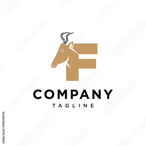 Letter F Kongoni Logo Icon Vector