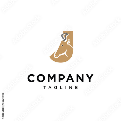 Letter J Kongoni Logo Icon Vector