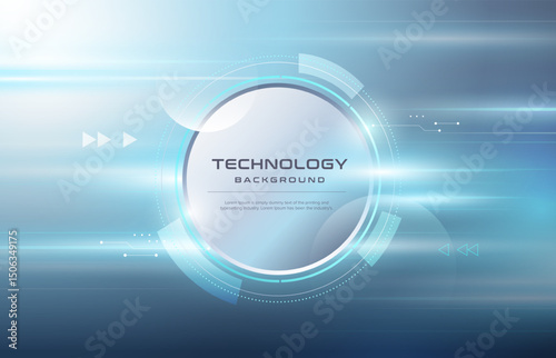 Abstract circle digital technology concept bright light background. Vector template for web, business brochure and cover.