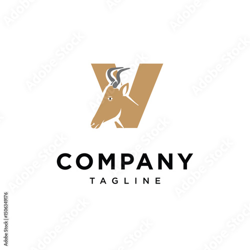 Letter V Kongoni Logo Icon Vector