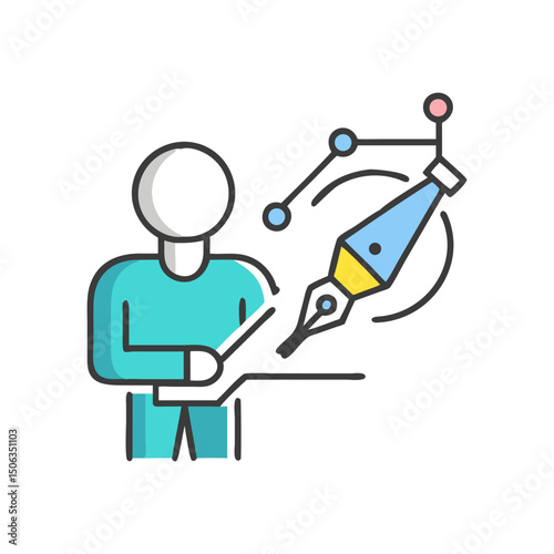 Graphic Designer with Pen Tool Icon