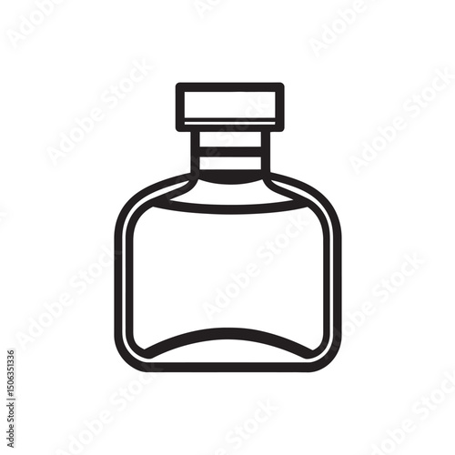 Simple outline art shows a square bottle with rounded edges and cap on transparent background