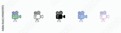 Video Camera icons set in different style vector stock illustration