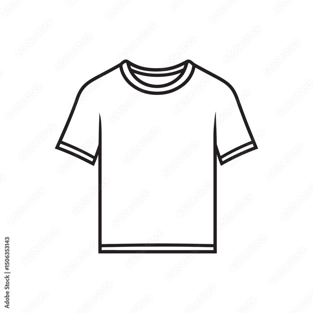 Naklejka premium Simple outline of classic short sleeved shirt presented on a white backdrop