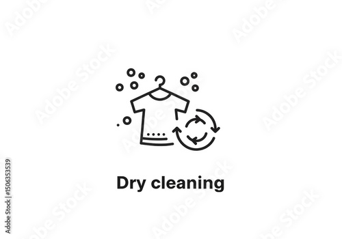 Line Art of Drycleaning Service with Laundry and Washing Icon
