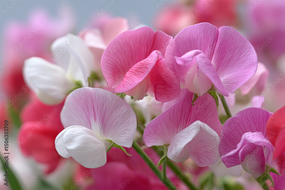 Obraz premium closeup of sweet peas isolated from background showcasing their delicate petals and rich colors