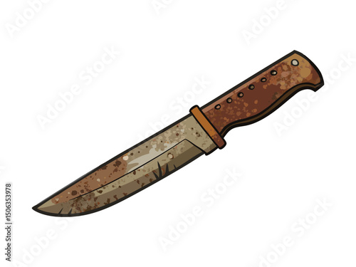Rusty hunting knife illustration isolated on white background
