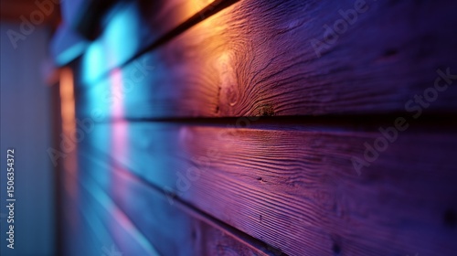 Wallpaper Mural Neon glow on wooden surface, abstract light patterns with warm and cool contrast, soft gradient blending
 Torontodigital.ca