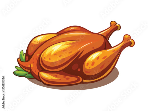Roasted chicken illustration isolated on white background
