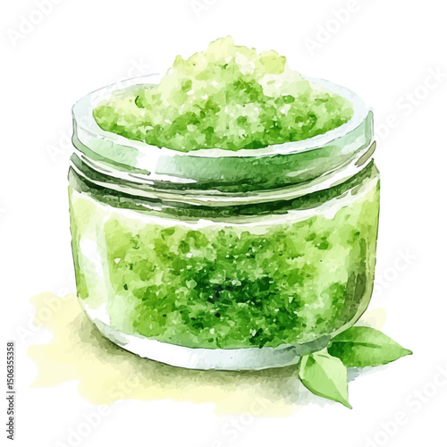 Body Scrub, watercolor painting vector, high quality, isolated on a white background.