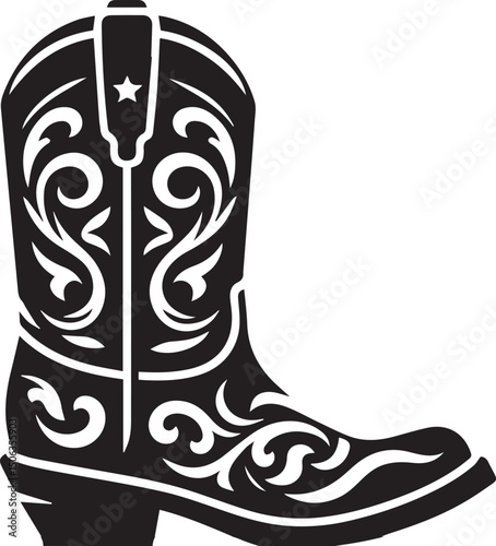 Cowboy boots black and white vector
