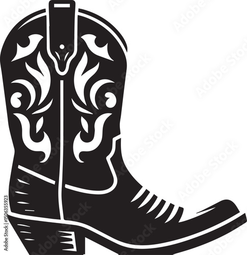 Cowboy boots black and white vector