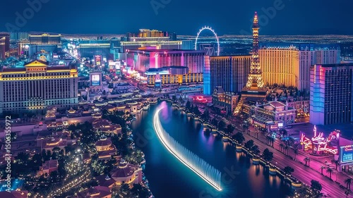Spectacular Aerial Night View of Las Vegas Strip with Vibrant Illumination