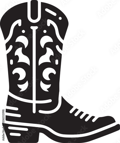 Cowboy boots black and white vector
