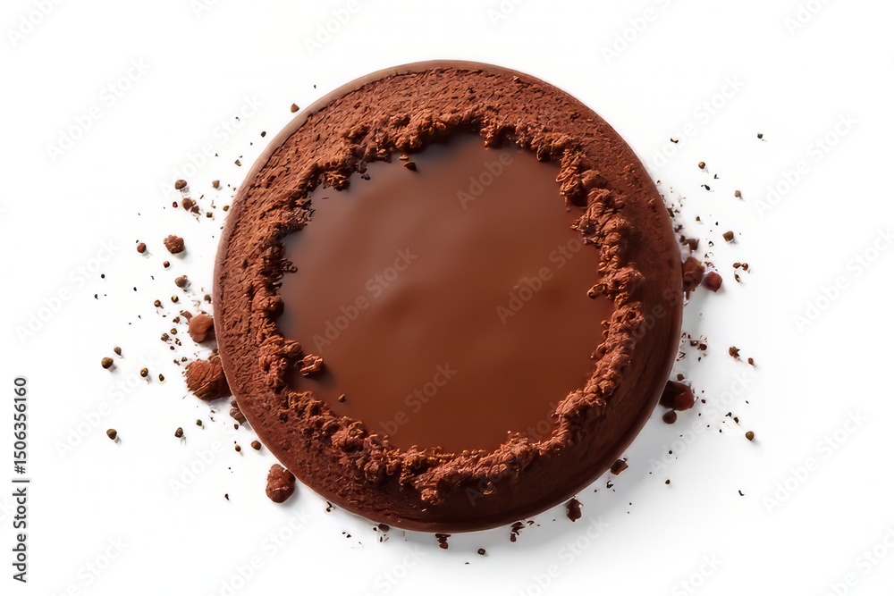 Chocolate Dessert with Cocoa Powder Border - Delicious Treat Close Up Chocolate Dessert with Cocoa Powder Border - Delicious Treat Close Up