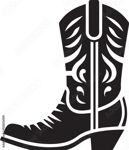 Cowboy boots black and white vector