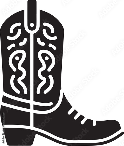 Cowboy boots black and white vector