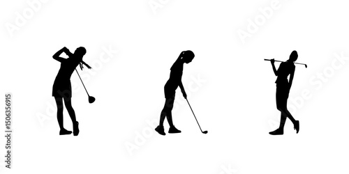 A stylish silhouette captures a golfer's swing at the apex of action, frozen in mid-motion and highlighting grace, control.